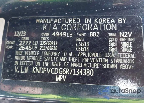 2024 Kia Sportage Hybrid Ex from USA, damaged, VIN KNDPVCDG6R7134380